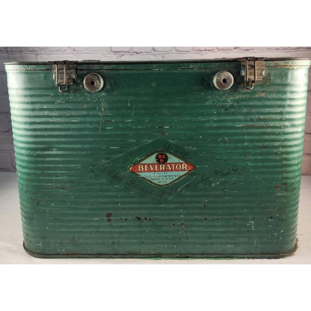 BEVERATOR 1940'S Vintage Green Ice Box Chest Cooler Rare!